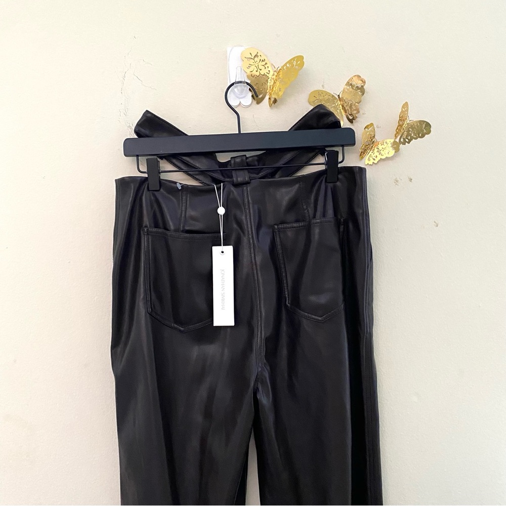 JONATHAN SIMKHAI Amelia Chocolate Vegan Leather Pants with Cropped Hips - Picture 5 of 14